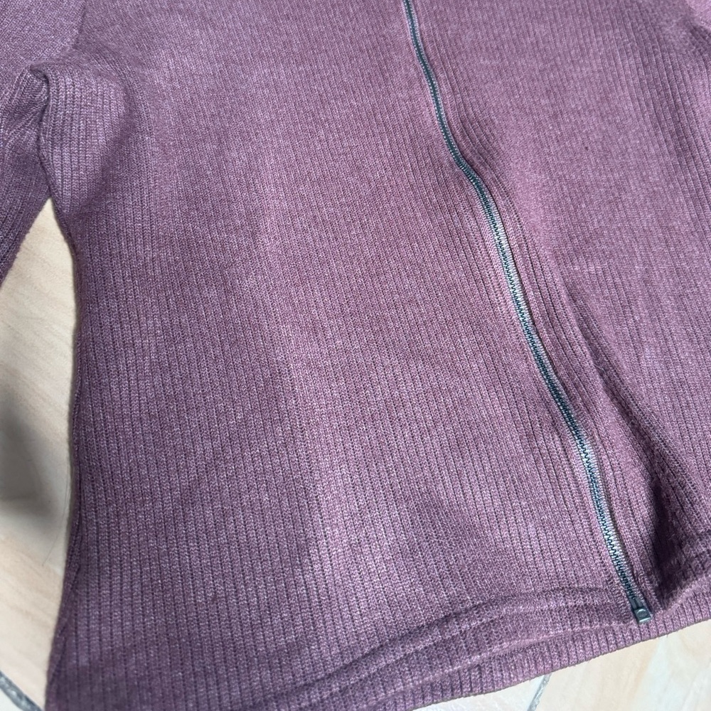 Reformation women’s dark brown rib zip up knit crop up sweater cardigan L - Picture 9 of 9